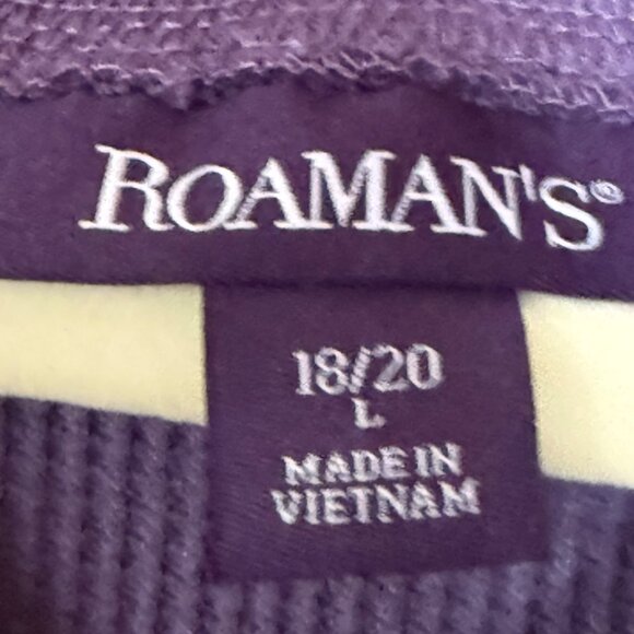 Roamans Purple Ribbed Knit Cowl Neck Sweater Size Large 18/20 Cozy Casual - Picture 2 of 7
